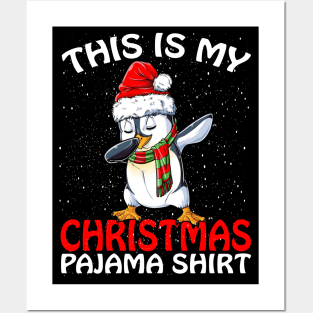 This is my Christmas Pajama Shirt Penguin Santa Posters and Art